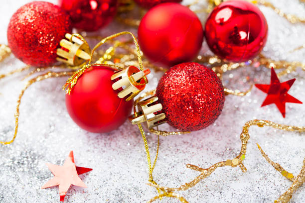 istock Closeup on red Chrismas decorations 873184250