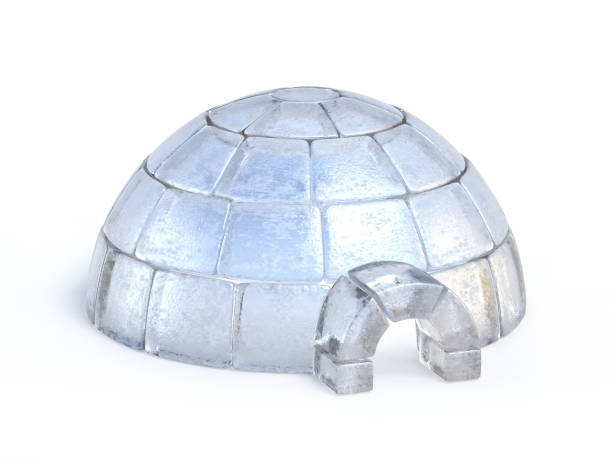 Igloo made of ice blocks isolated on the white background 3d rendering