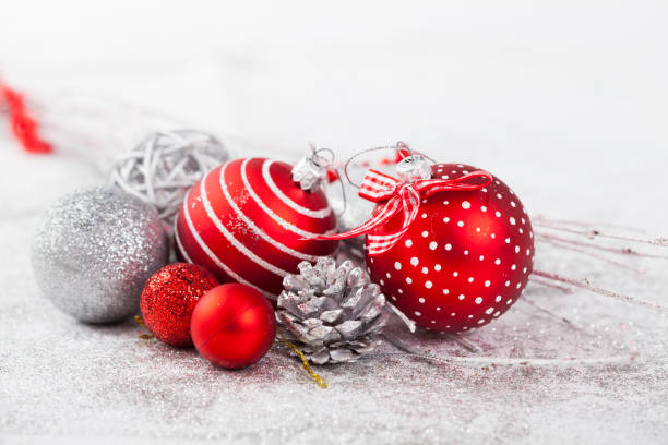 istock Closeup on red Chrismas decorations 873184852