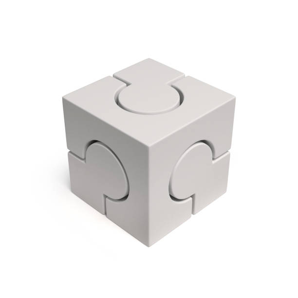 istock White cubical jigsaw icon 3d rendering isolated illustration on white background 873184996