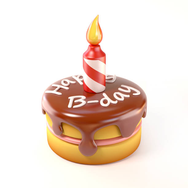 Happy B-day cake 3d icon isolated illustration