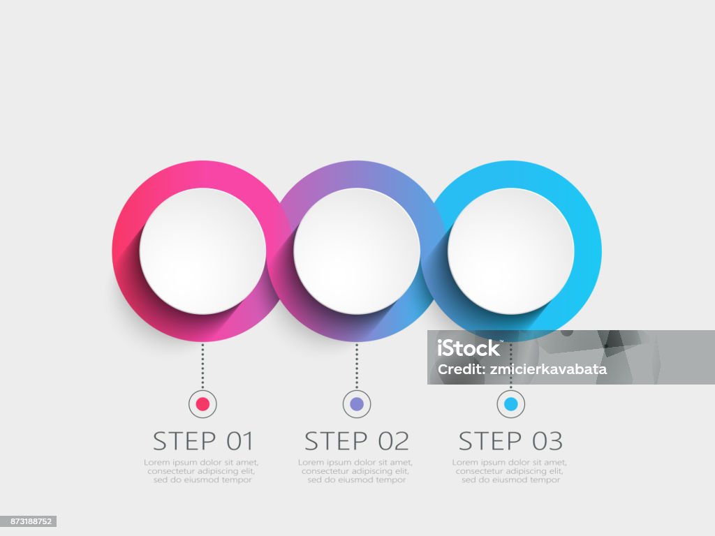 Modern 3D infographic template with 3 steps Modern 3D infographic template with 3 steps. Business circle template with options for brochure, diagram, workflow, timeline, web design. Vector EPS 10 Number 3 stock vector