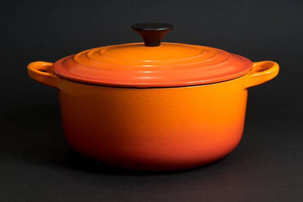 Cast Iron Cooking Pot Isolated on Black