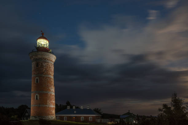 istock Lighthouse and house in the Baltic Sea. Shore, evening light, sunset, clouds and architecture concept. Mohni, small island in Estonia, Europe. 873200290