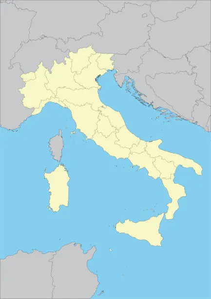 Vector illustration of Vector map of Italy