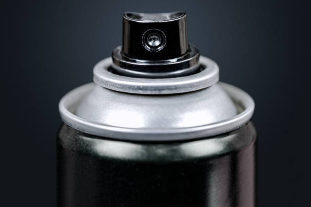 Spray Can Macro, Isolated on Black stock photo