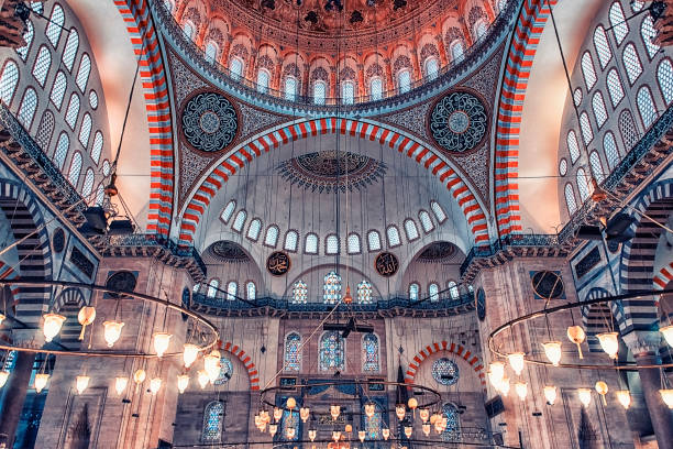 Ceiling of the Suleymaniye Camii mosque in Istanbul interior of the Suleymaniye Camii mosque in Istanbul camii stock pictures, royalty-free photos & images