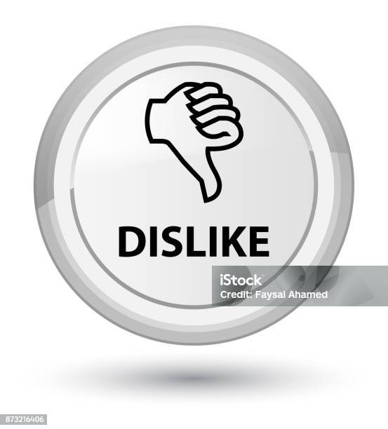 Dislike Prime White Round Button Stock Illustration - Download Image Now - Circle, Dislike Button, Finger