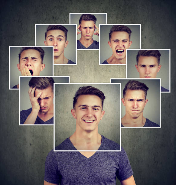 istock Portrait of a happy masked man expressing different emotions 873216544