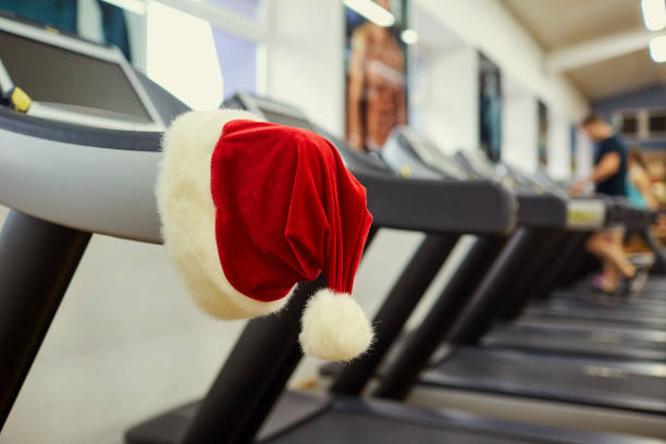 istock Santa's hat in the gym. 873220444