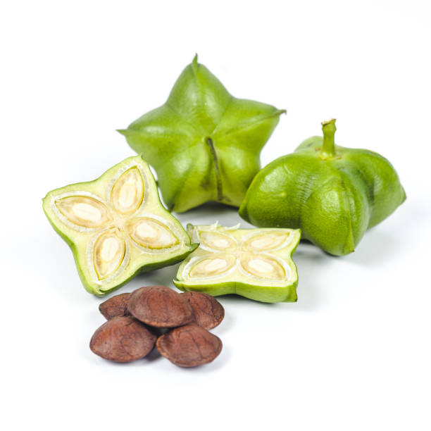 istock fresh and dry Inca peanut on white background 873232708