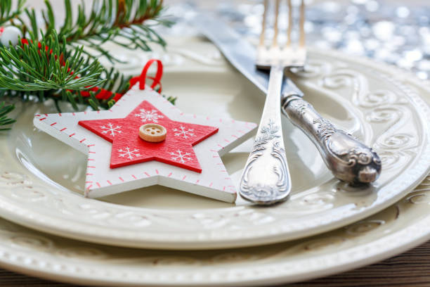 istock Christmas decor on a white porcelain plate. 873234956