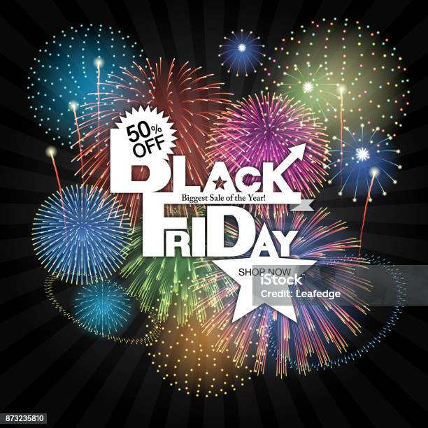 黒の金曜日背景 花火 - ブラック・フライデーのベクターアート素材や画像を多数ご用意 - ブラック・フライデー, カラフル, 花火