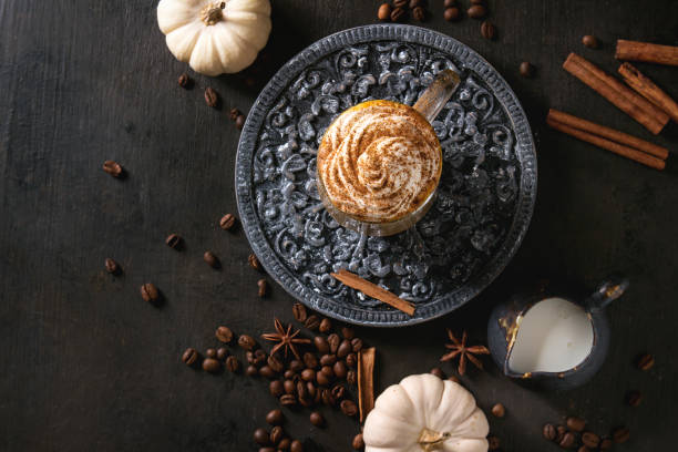 istock Glass of pumpkin latte 873242262