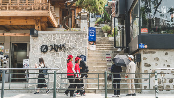 Seoul, South Korea - May 29, 2017: The official travel guide in Seoul provides guided public service to foreign visitors.