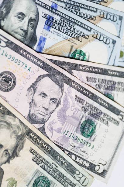 istock Money American dollar bills background white color 873246104