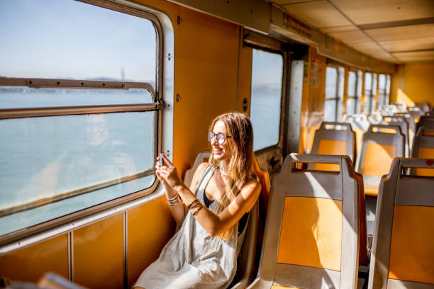 istock Woman traveling in ferry 873246132