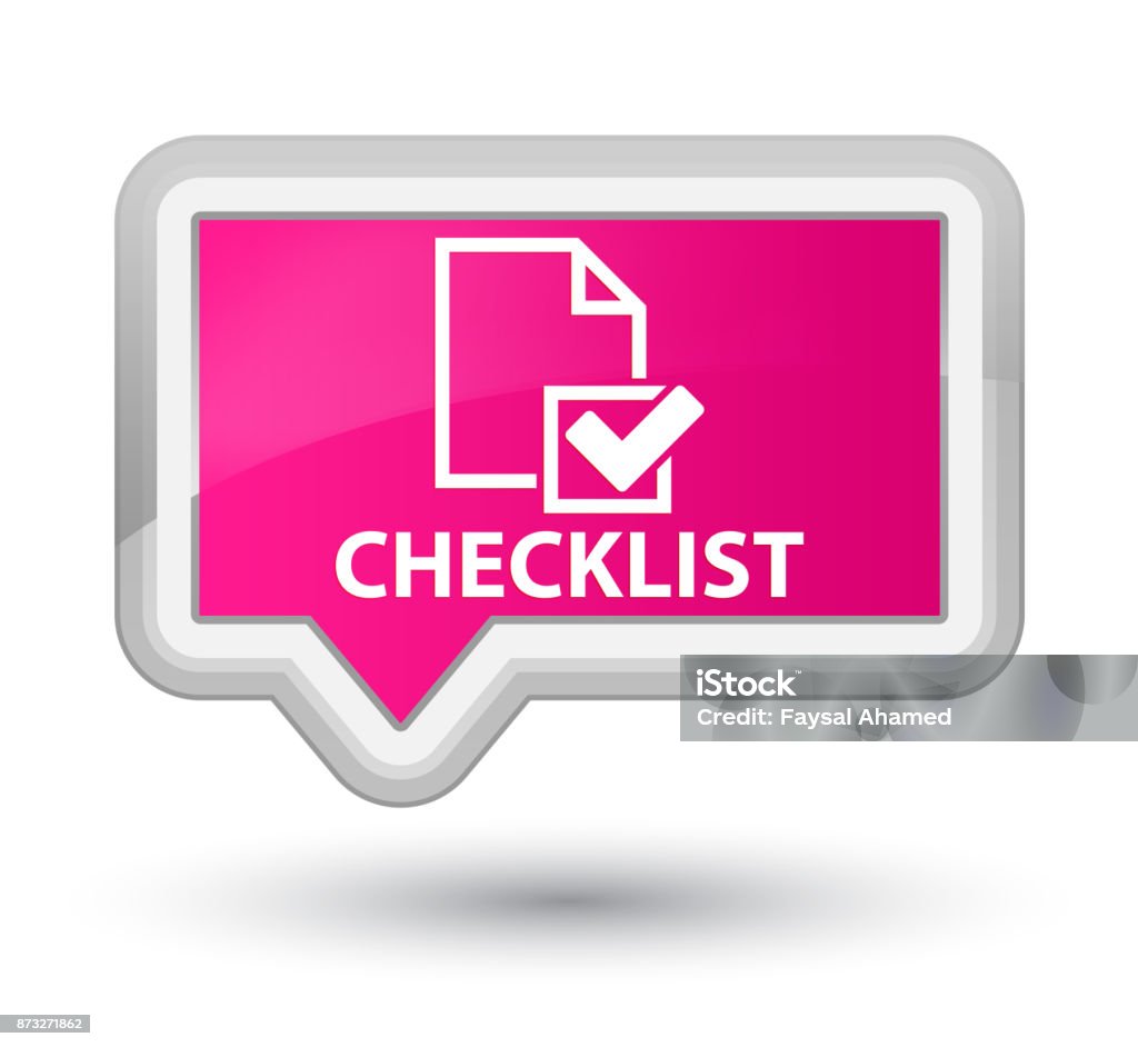 Pink Checklist Ribbon Checklist Prime Pink Banner Button Stock Illustration - Download Image ...