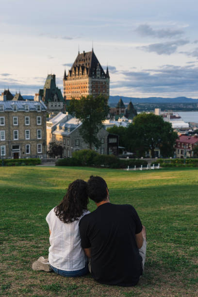 istock Couple admiring sunset in Quebec city 873272658