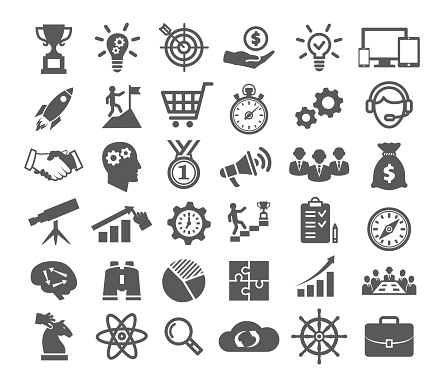 Startup icons set on white background