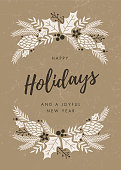 istock Holidays Card with wreath. 873282026