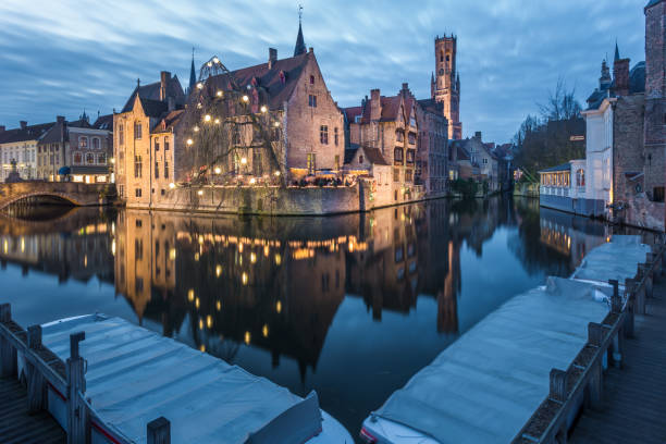 istock Canal and Belfry Tower in the evenings, Bruges 873287156