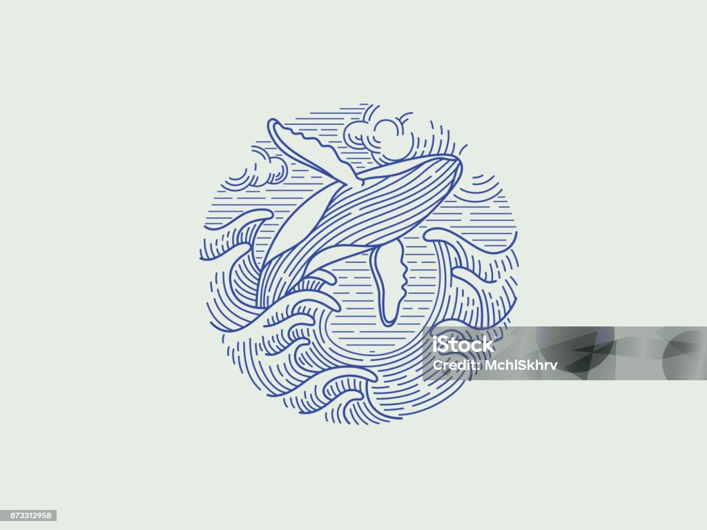 Breaching humpback whale Breaching humpback whale. Vector illustration Whale stock vector