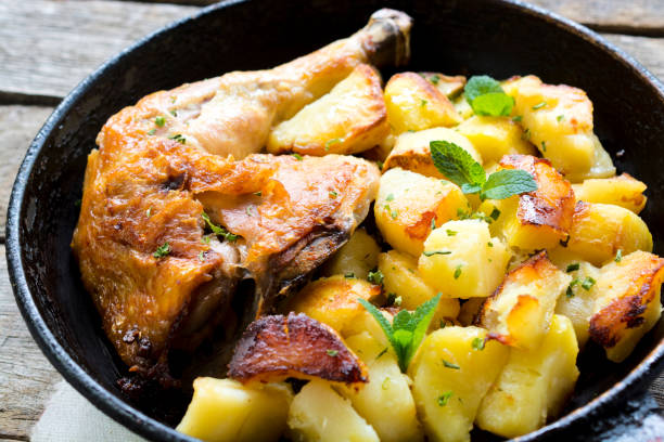 istock Chicken leg and potato 873319624