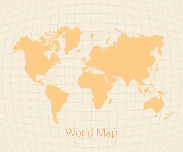 Vector illustration of World map in vintage style, vector illustration