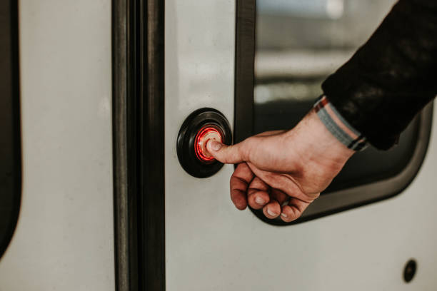 istock Hipster tries to get in the train 873325962