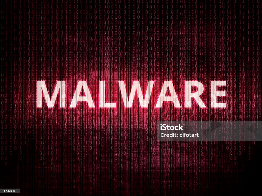 Malware background with binary coding. Text malware on background with binary encoding in red.  Concept of invasion of privacy, hacker attack, computer attack by virus, ransomware, malware or spyware. Trojan Horse stock vector