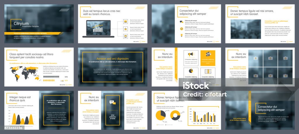 Elements of infographics for presentations templates Elements of infographics for presentations templates. Annual report, leaflet, book cover design. Brochure layout, flyer template design. Corporate report, advertising template in vector Illustration. Plan - Document stock vector