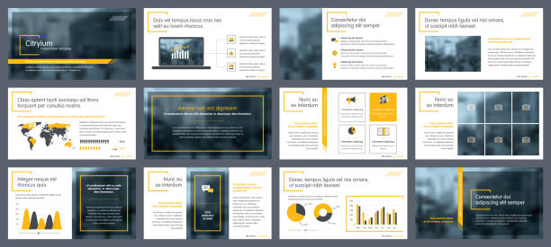 Elements of infographics for presentations templates Elements of infographics for presentations templates. Annual report, leaflet, book cover design. Brochure layout, flyer template design. Corporate report, advertising template in vector Illustration. social media infographics stock illustrations
