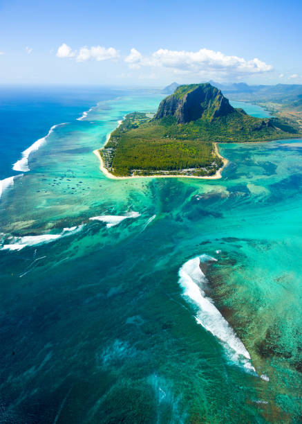 Aerial view of Mauritius island stock photo