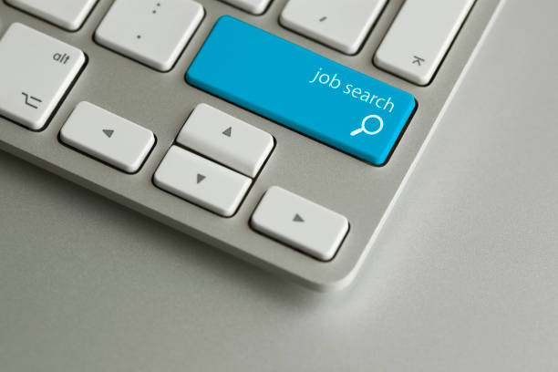blue job search button - recruitment searching job search discovery imagens e fotografias de stock