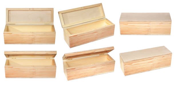 istock Narrow raw wooden boxes for small items. 873337102