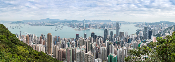 Stitched Panoramic view over the city of Hong Kong