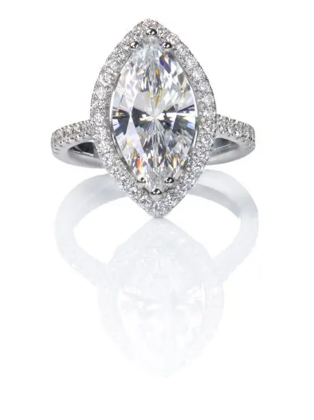 Beautiful Diamond ring. Marquise Cut Engagement wedding ring.