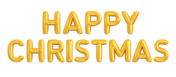 istock Happy Christmas Balloon Letter Text - Isolated On White Background 873358772