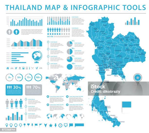 태국 지도정보 그래픽 벡터 일러스트 레이 션 지도에 대한 스톡 벡터 아트 및 기타 이미지 - 지도, 태국, 벡터