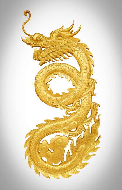 istock golden wooden craft dragon 873381946
