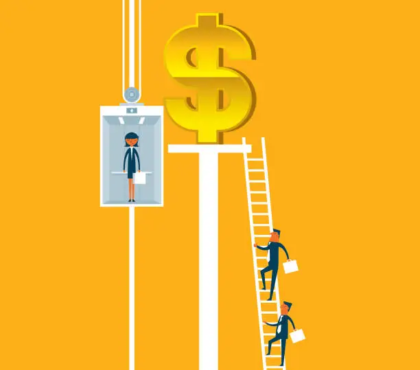 Vector illustration of Elevator - Businesswoman