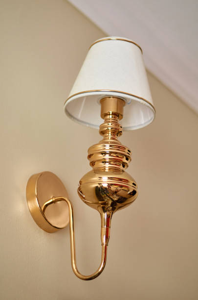 istock Floor lamp, decorative torchere in the room 873399920