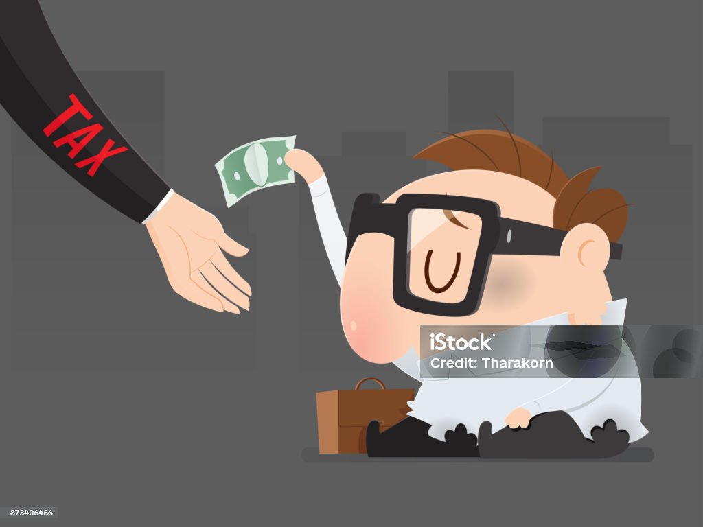 The poor man must pay taxes yet, Tax return, Vector illustration Back stock vector