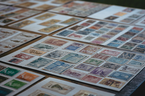 Background of Stamps mail of the different countries.