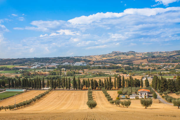 istock Italy Landscape View with Clouds on Blue sky, Italian Fields 873418488