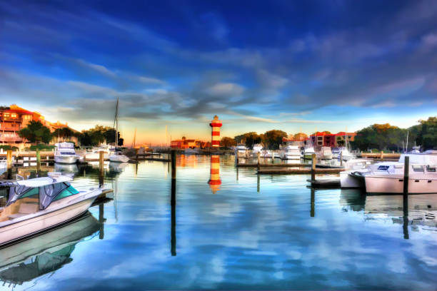 artistic rendering of light house at Harbour Town Hilton Head artistic rendering of light house at Harbour Town Hilton Head hilton head photos stock pictures, royalty-free photos & images
