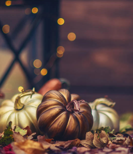 istock Thanksgiving still life with metallic colored pumpkins 873425574