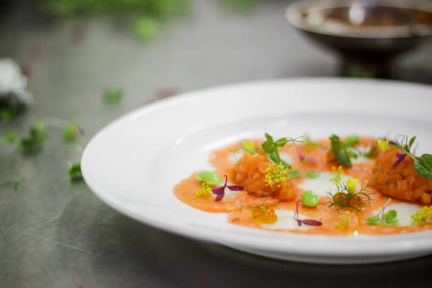 Gourmet fine dining salmon carpaccio