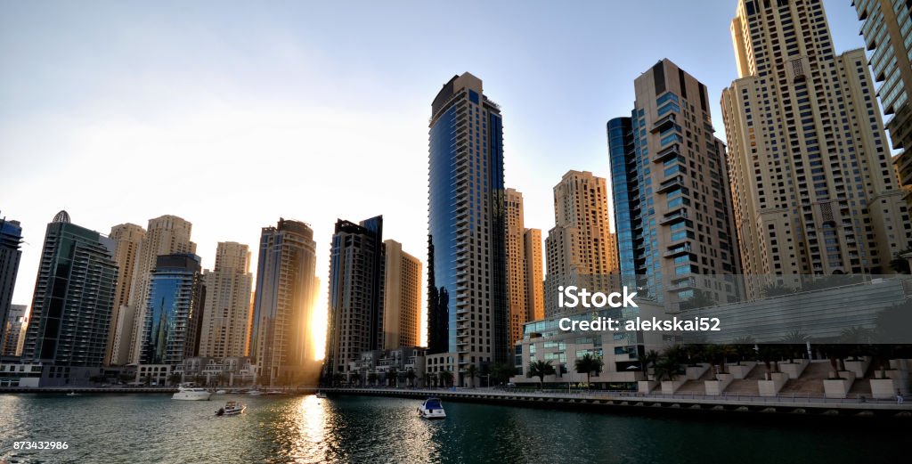 Skyscrapers in Dubai, United Arab Emirates Architecture Stock Photo